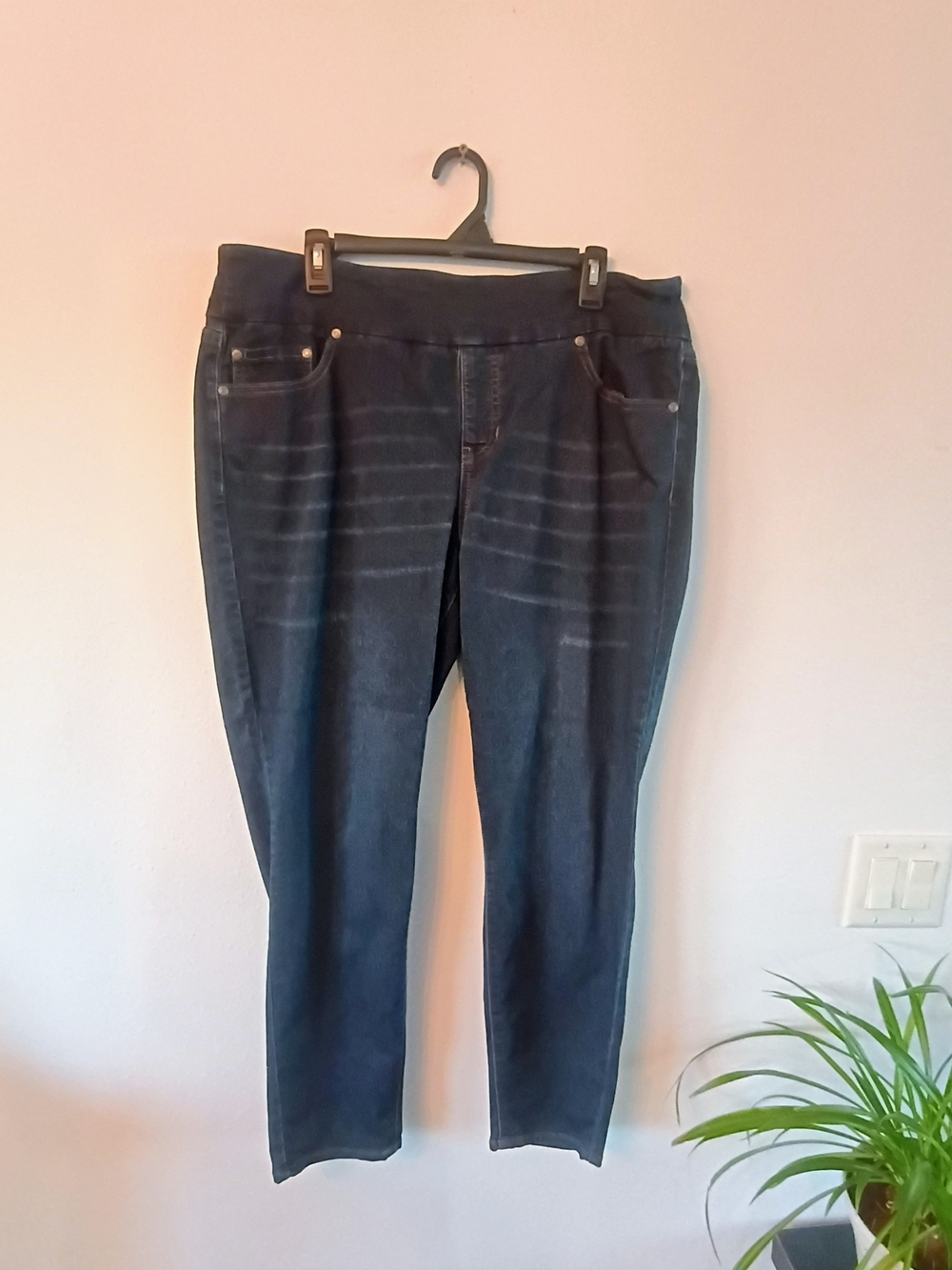 CJ Banks 1X Pull On Jeggings Dark Wash Stretch Skinny Denim Jeans Plus Size